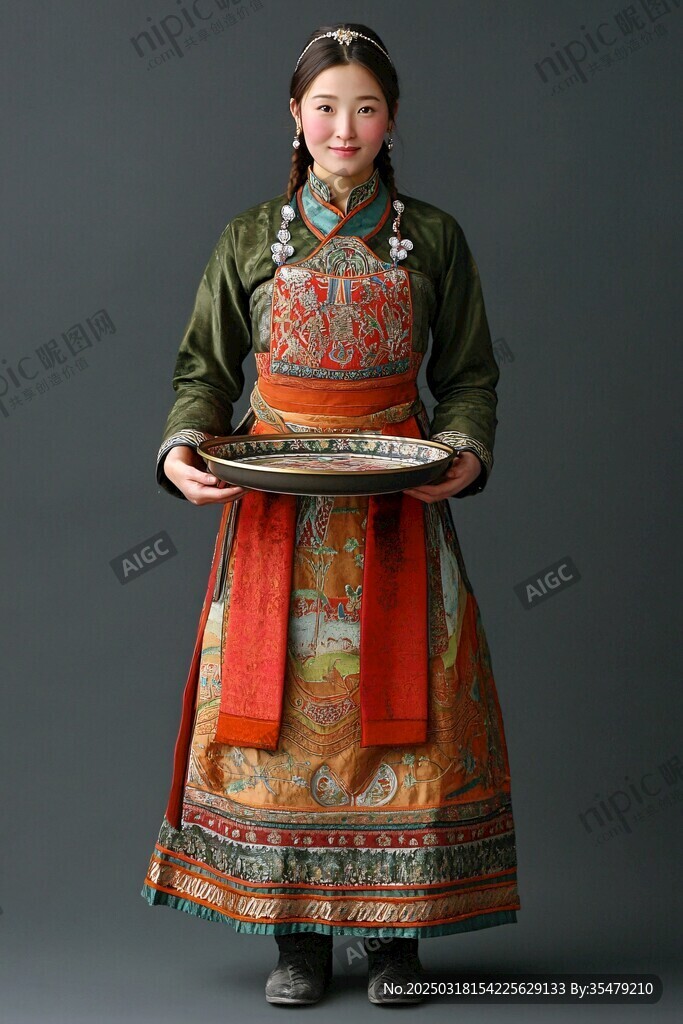 传统蒙古服饰女性形象