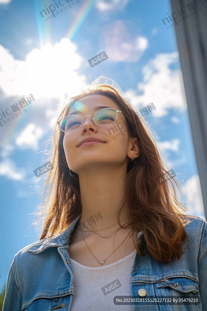 阳光下的年轻女性