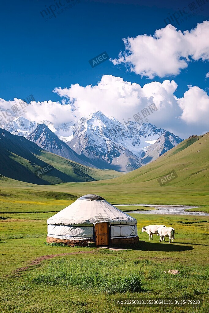 山脚下的蒙古包