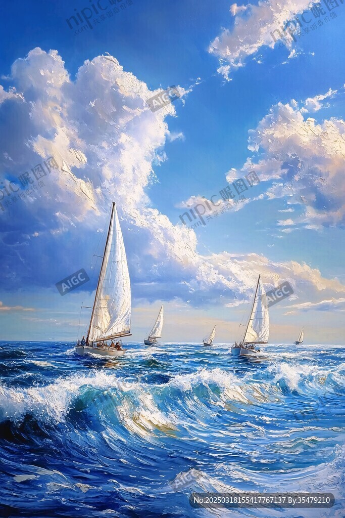 波涛汹涌的海洋帆船赛