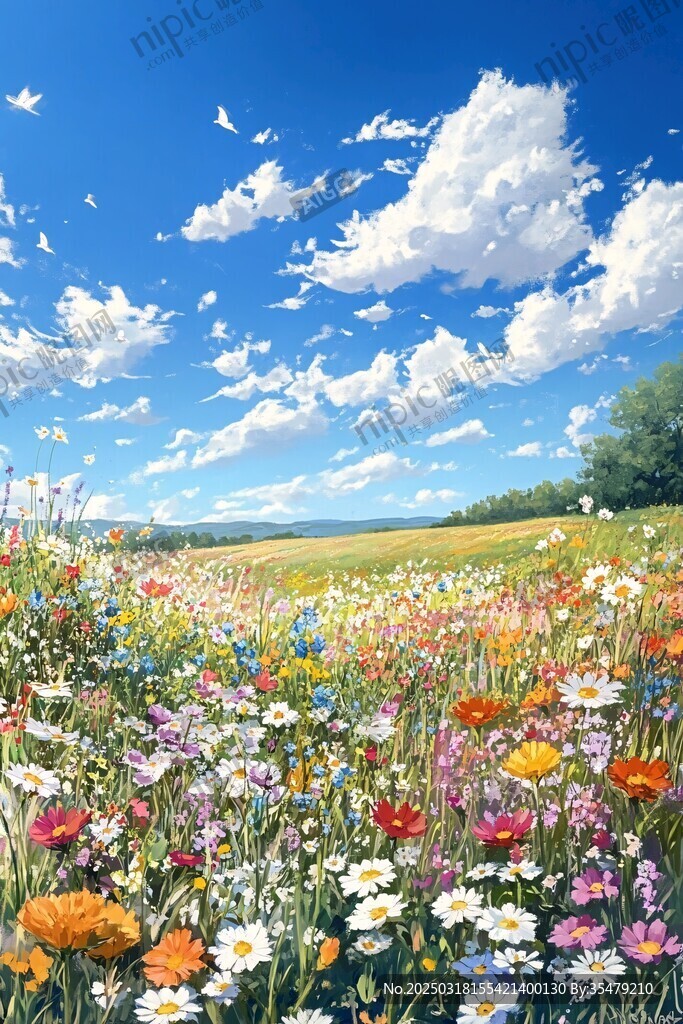 生机勃勃的花海风景