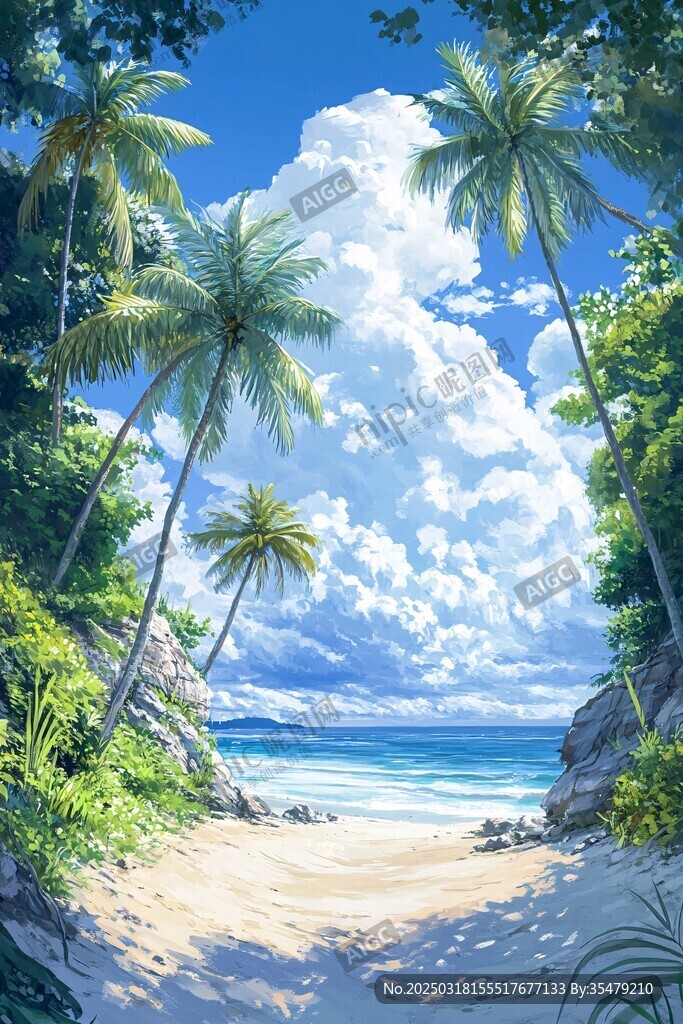 热带海滩的宁静时刻