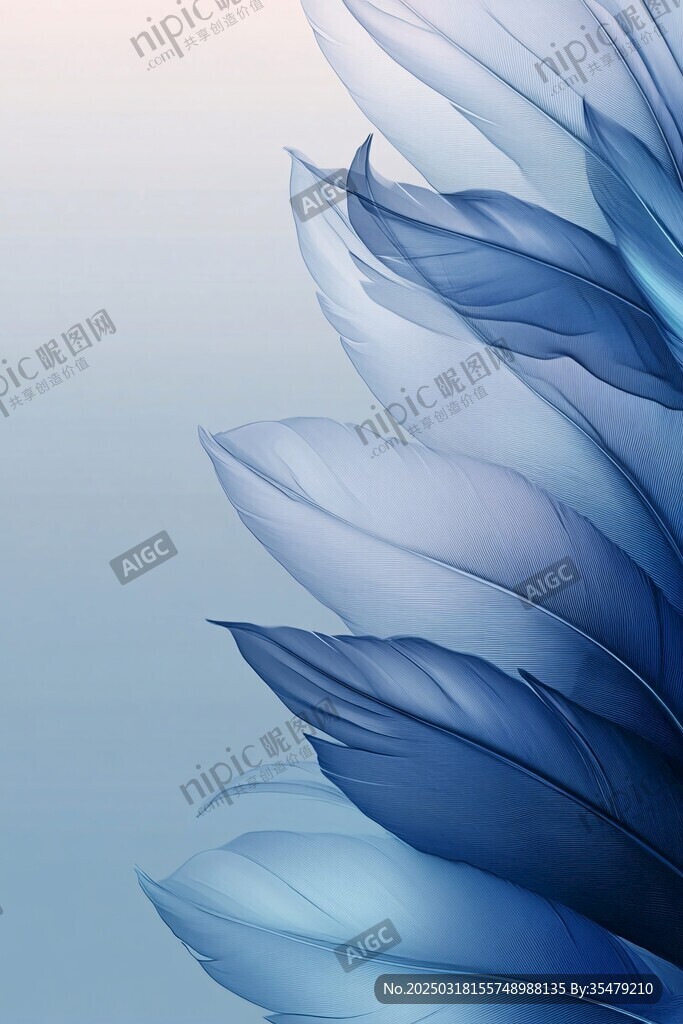 蓝色羽毛的抽象艺术