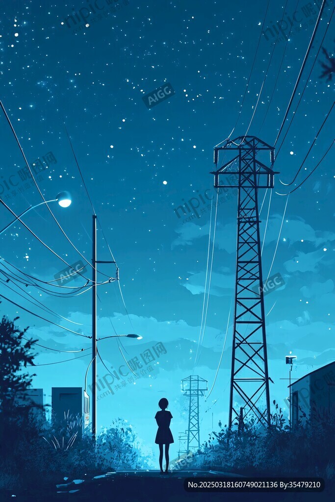 夜幕下的孤独少女