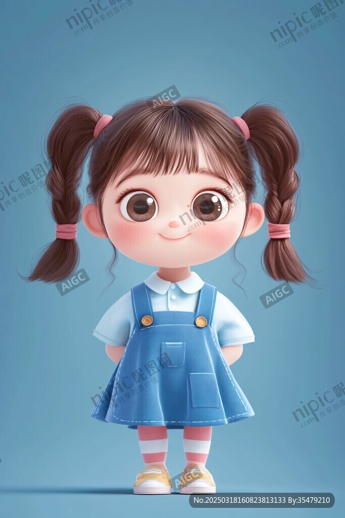 可爱小女孩双马尾卡通形象