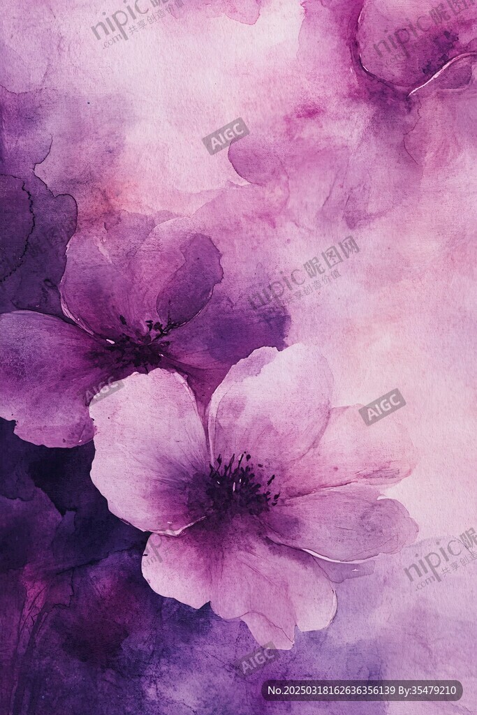 抽象花卉水彩画