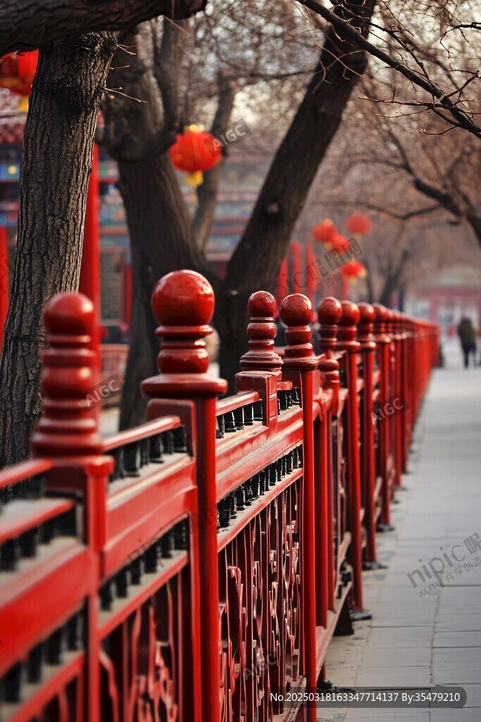 红色围栏 中国风情