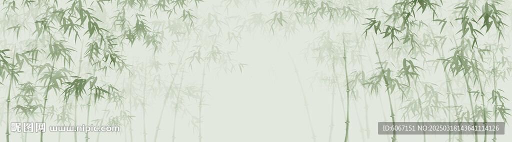 新中式水墨国画竹子背景墙