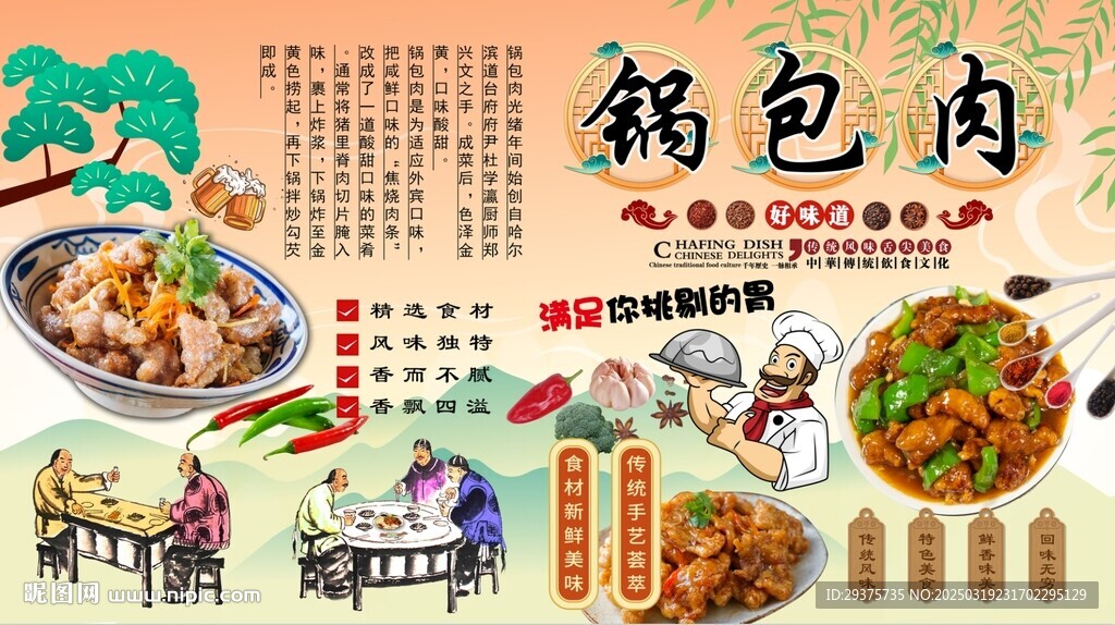锅包肉背景墙