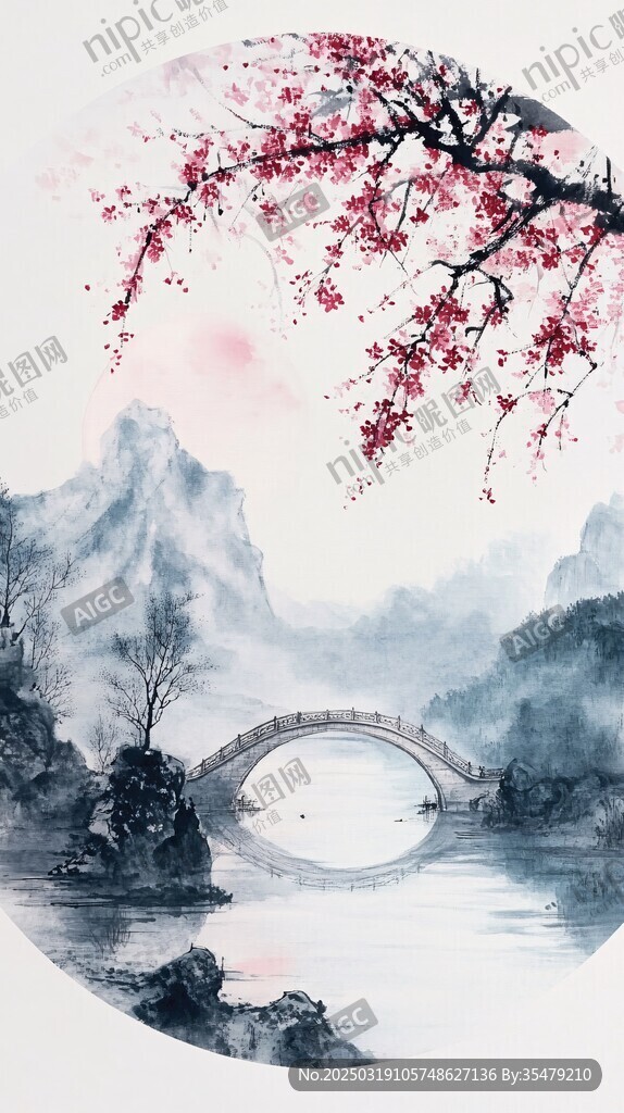 桃花潭水月桥