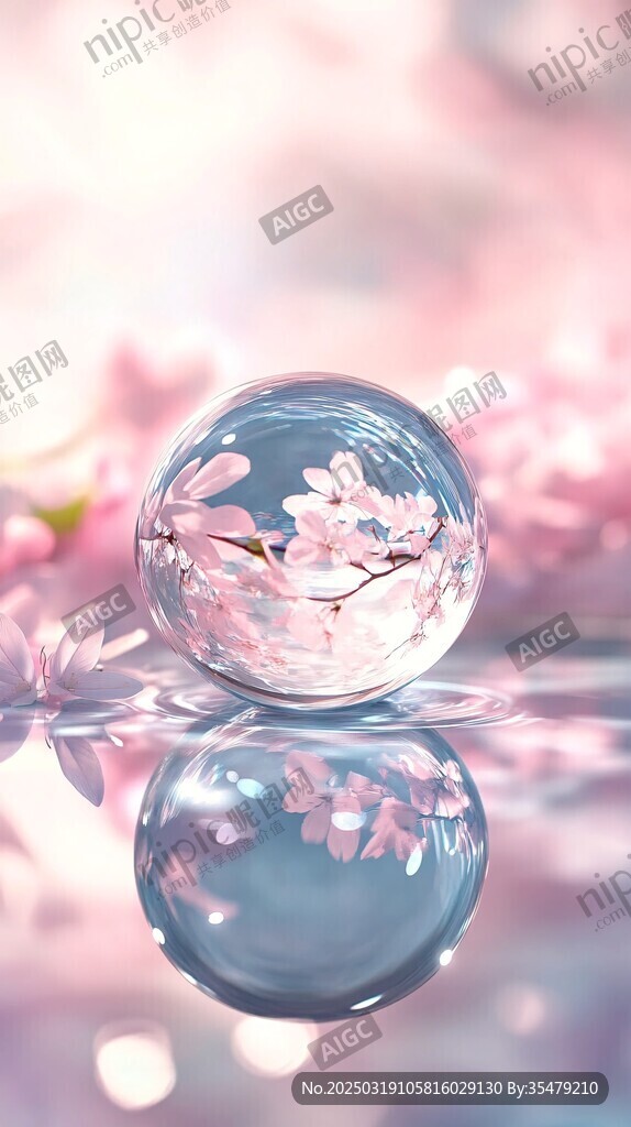 水晶球中的樱花世界