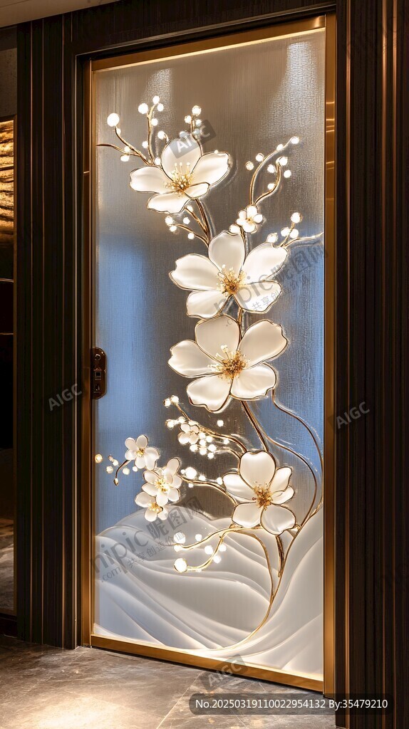 花卉图案玻璃门