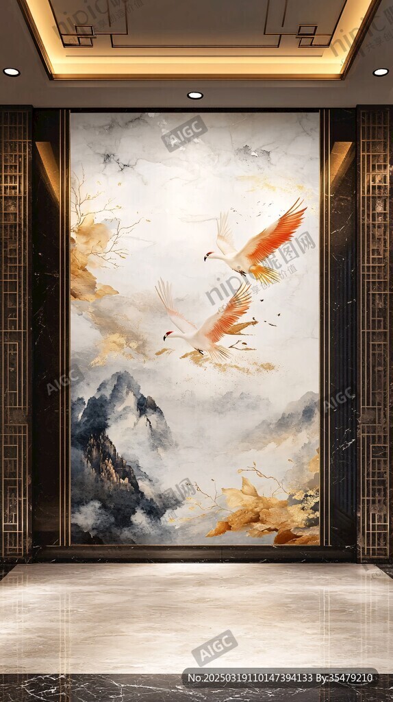 云雀山水画