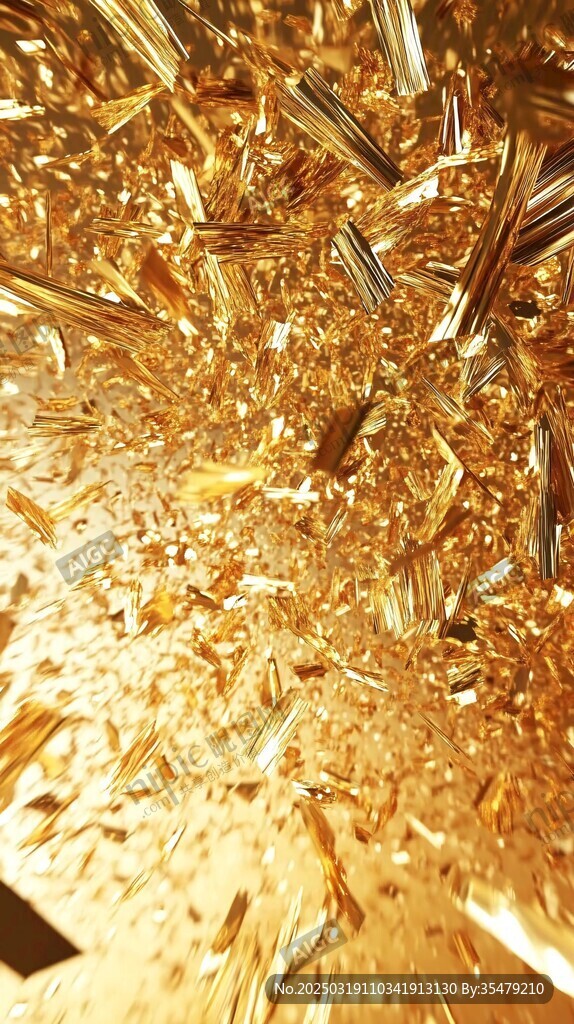 金色碎片的抽象爆炸