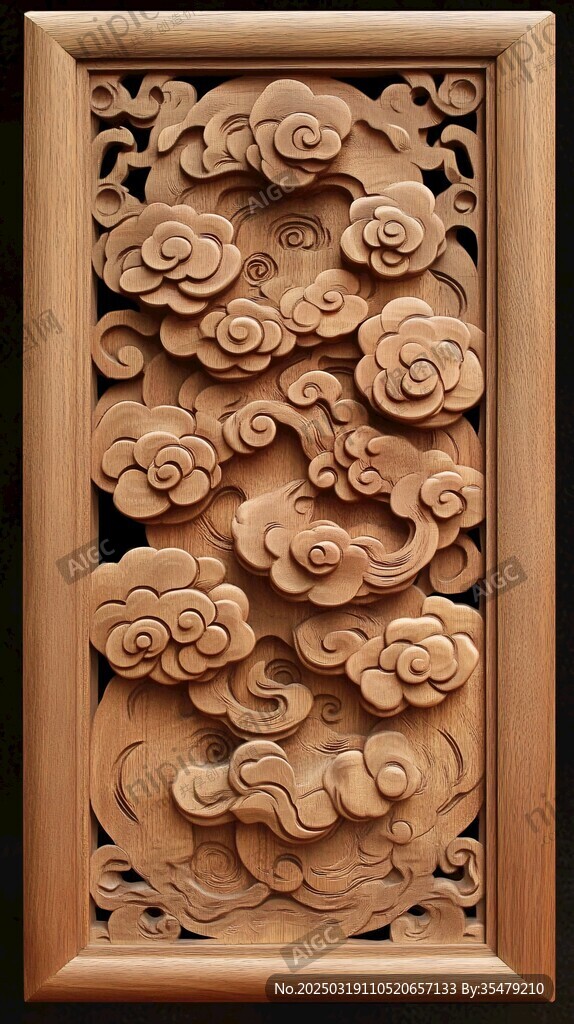 云纹木雕艺术品