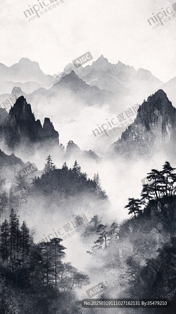 云雾缭绕的山景