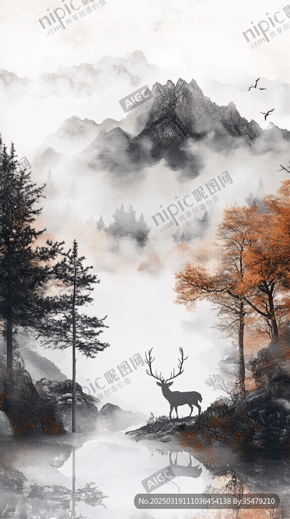 山水鹿影