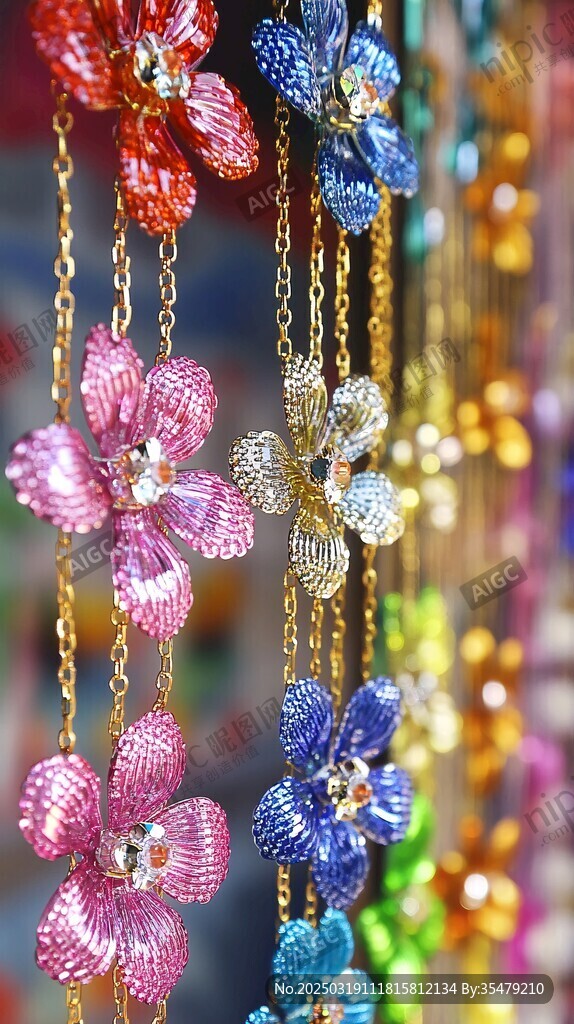 五彩缤纷的花链装饰品