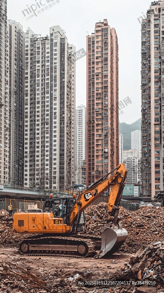 城市拆迁与高楼林立
