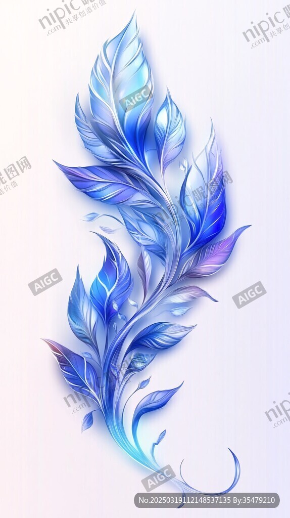 蓝色羽毛的抽象艺术