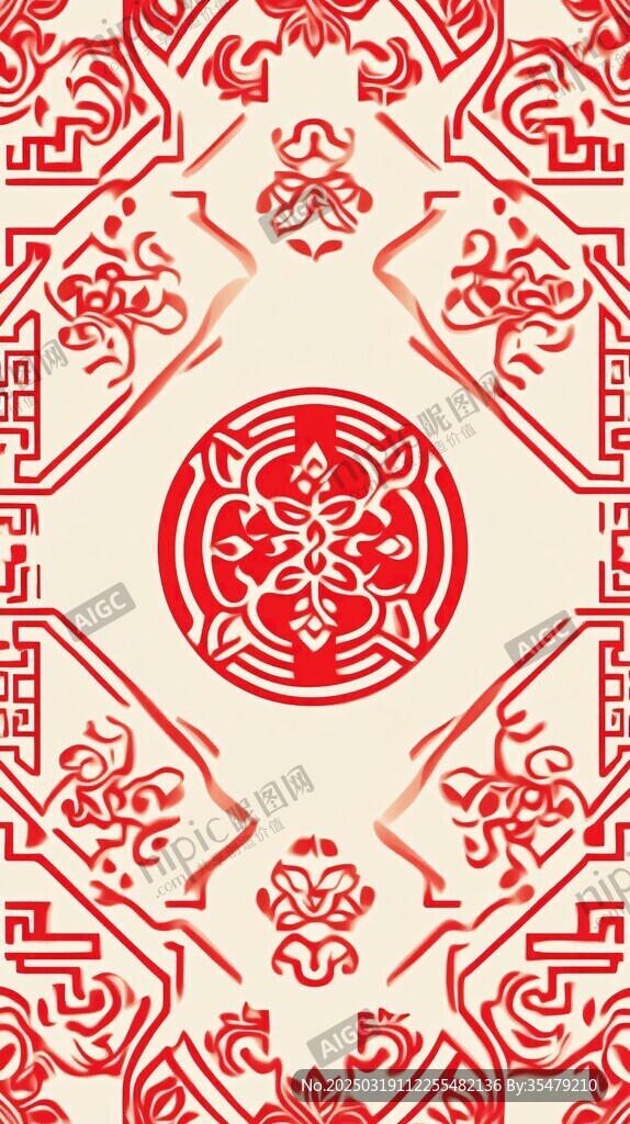 红色传统图案艺术