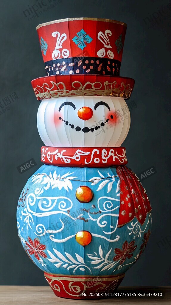 彩绘雪人陶瓷摆件