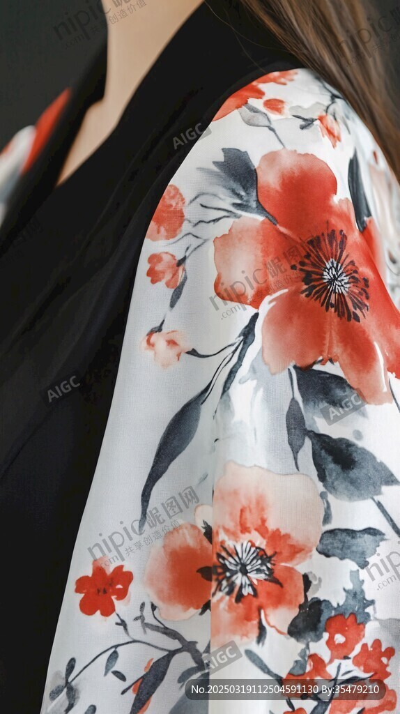 水墨画风格花卉图案服饰