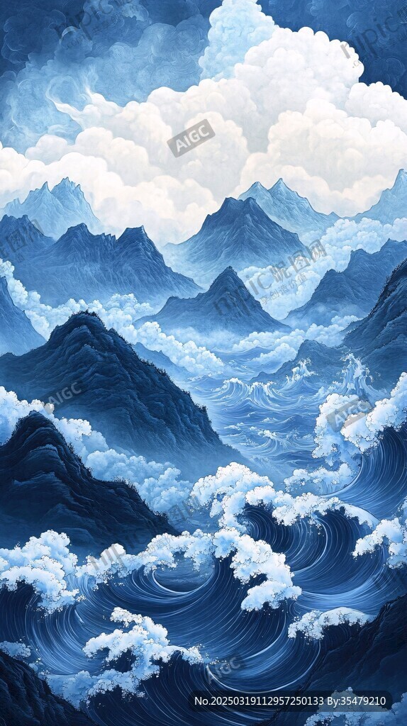 波涛汹涌的山海画卷