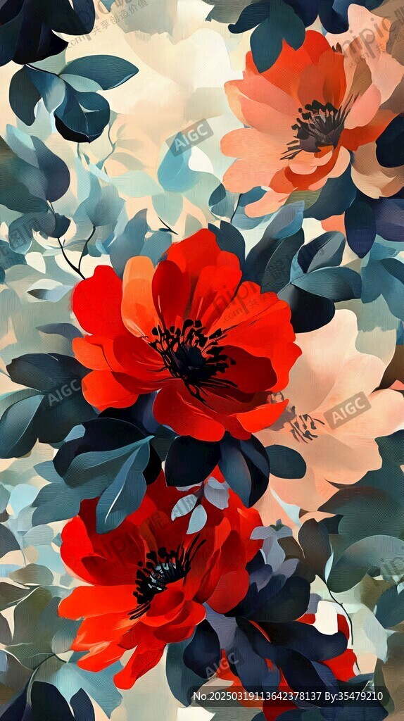鲜艳花卉图案