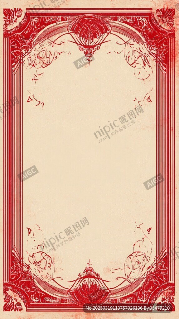 红色复古边框设计
