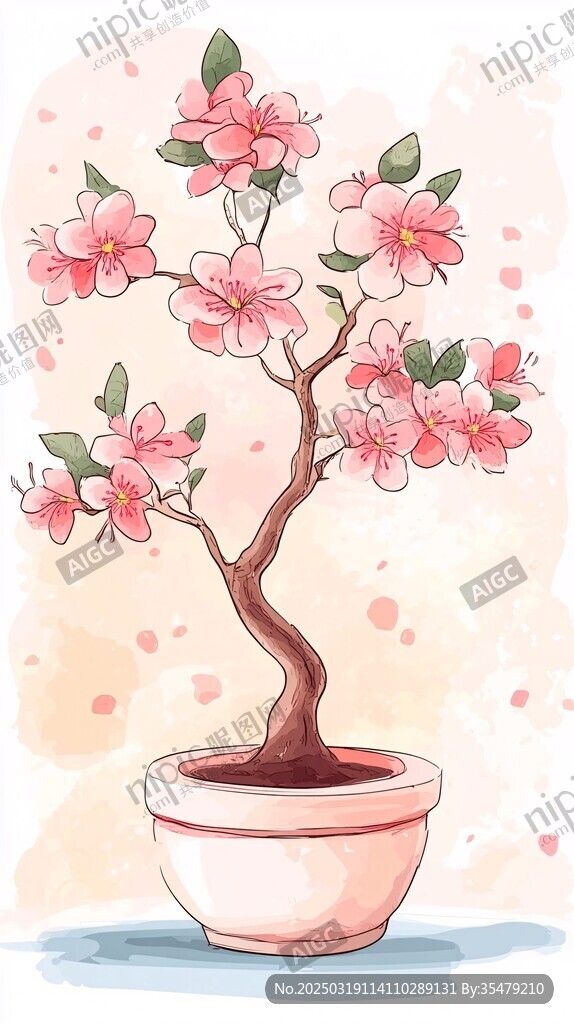 盆景桃花