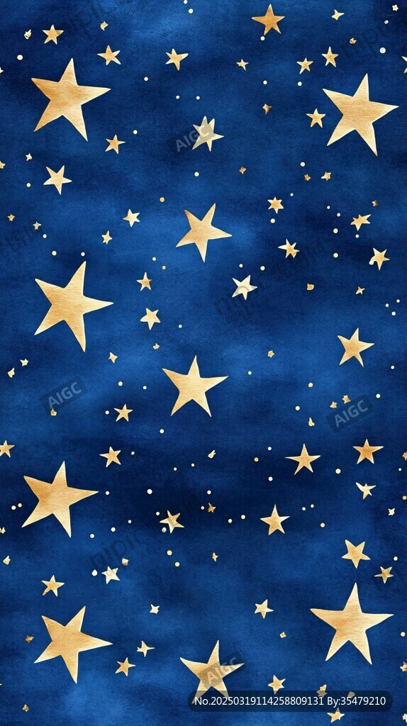 金色星星点缀深蓝夜空