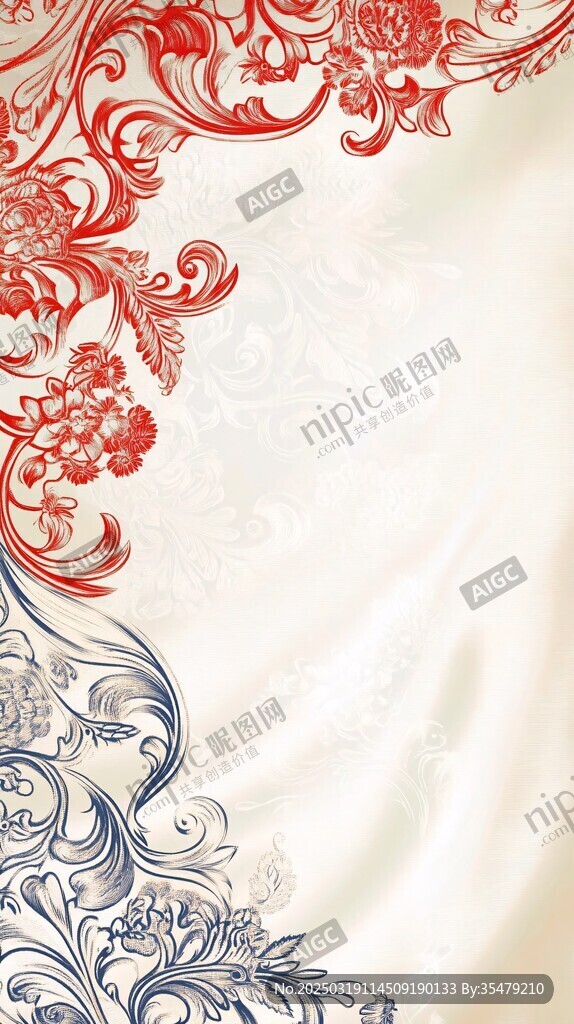 红蓝花卉图案的艺术设计