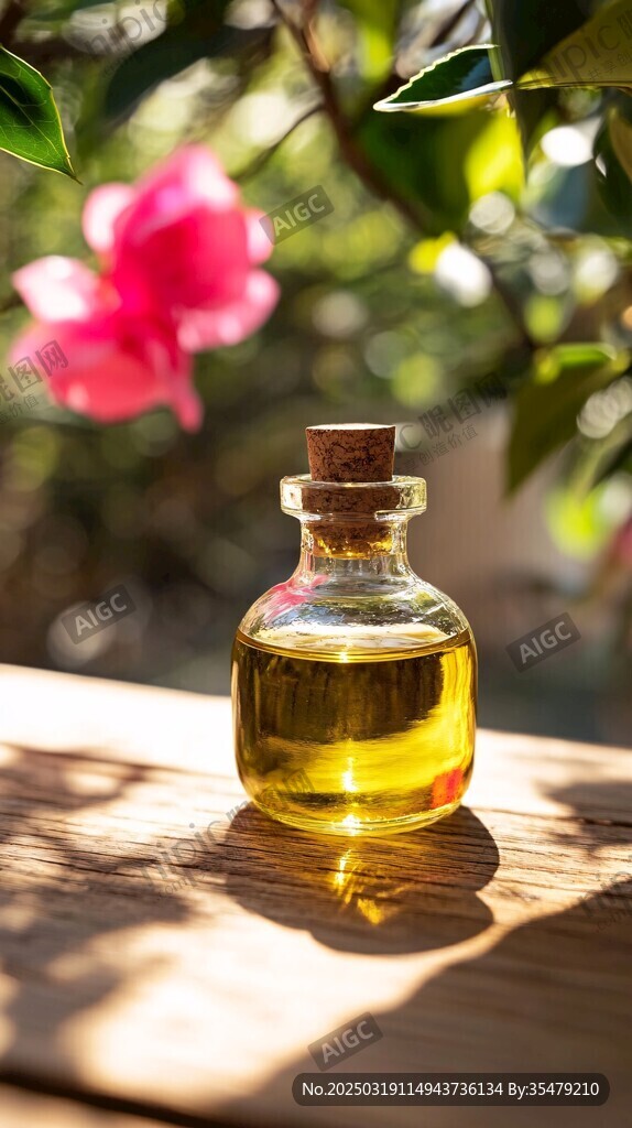 阳光下的天然油瓶