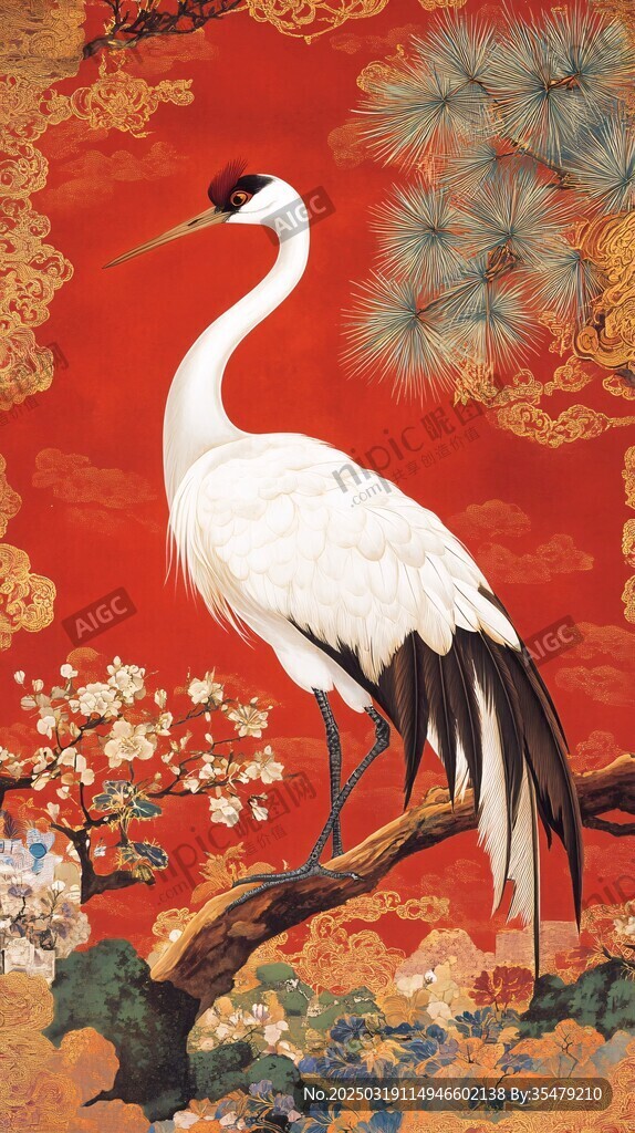 红鹤松花图