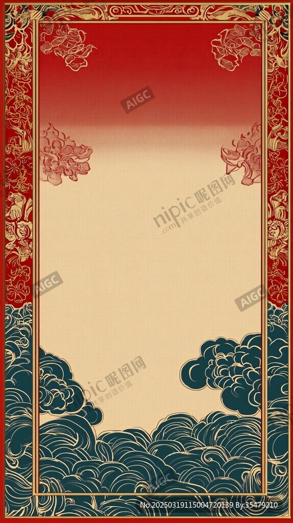 红色云纹背景的中国风海报