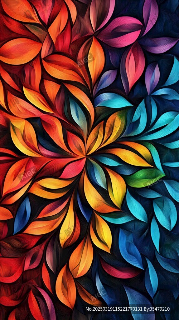 彩色抽象花卉图案
