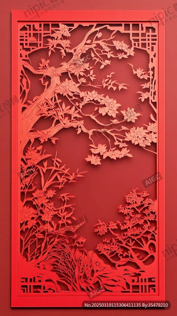红色剪纸艺术作品
