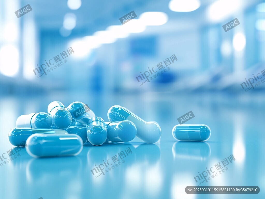 胶囊药物在医院走廊中散落