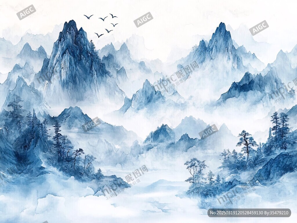 云雾缭绕的山水风景