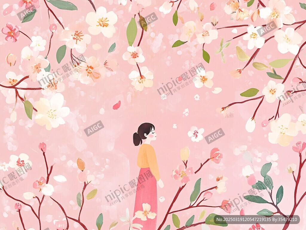 樱花下的女孩