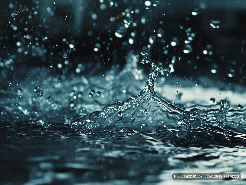 雨夜中的涟漪与飞溅