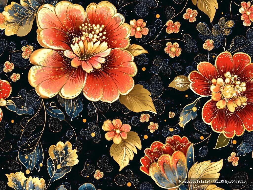 金色花卉图案