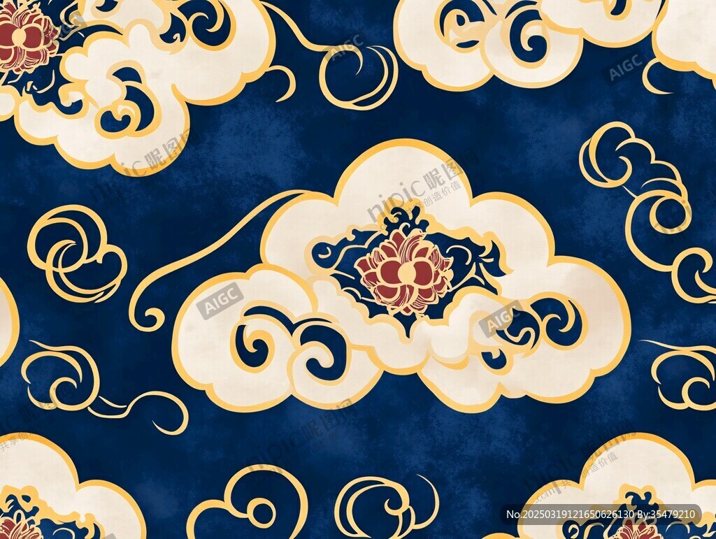 云彩图案的蓝色背景