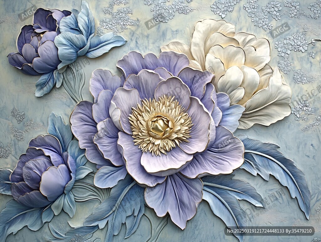 蓝紫色调的立体花卉艺术