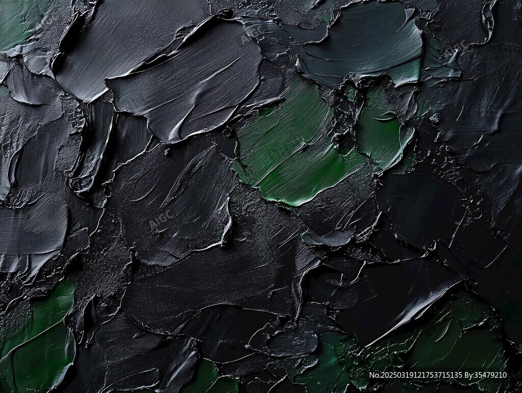 抽象黑色与绿色调绘画
