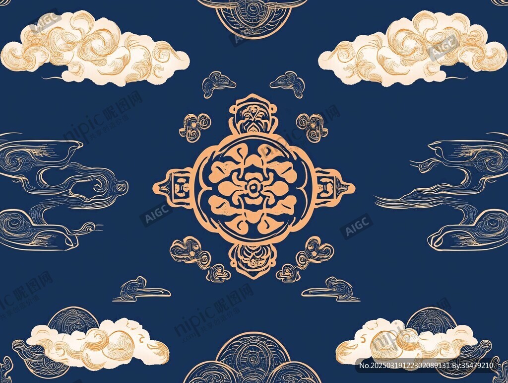 云纹图案的蓝色背景