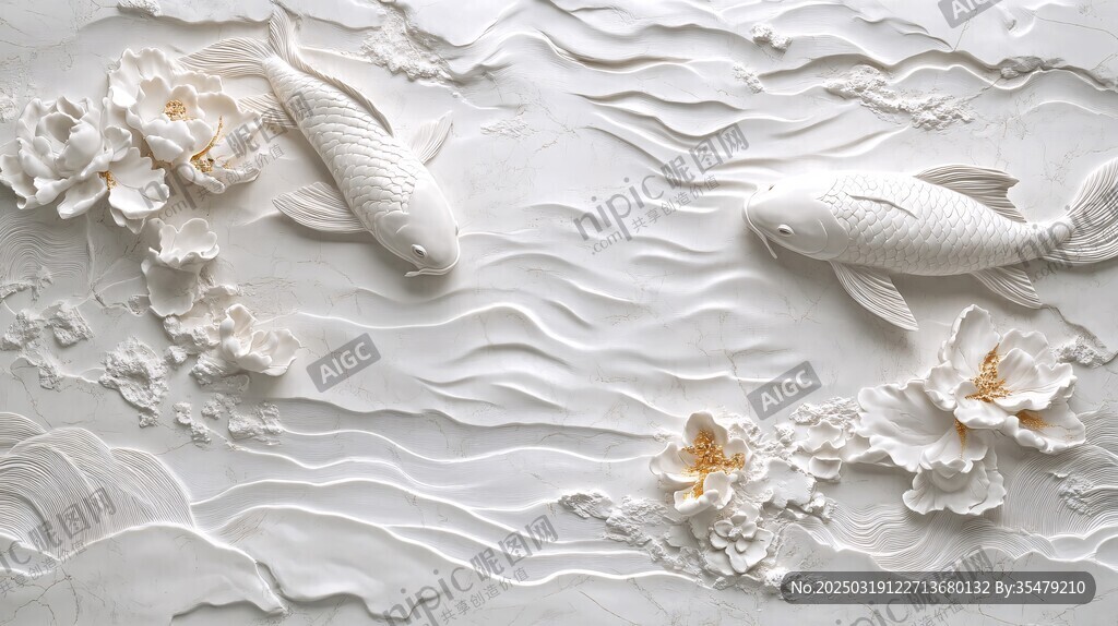 白色浮雕艺术作品