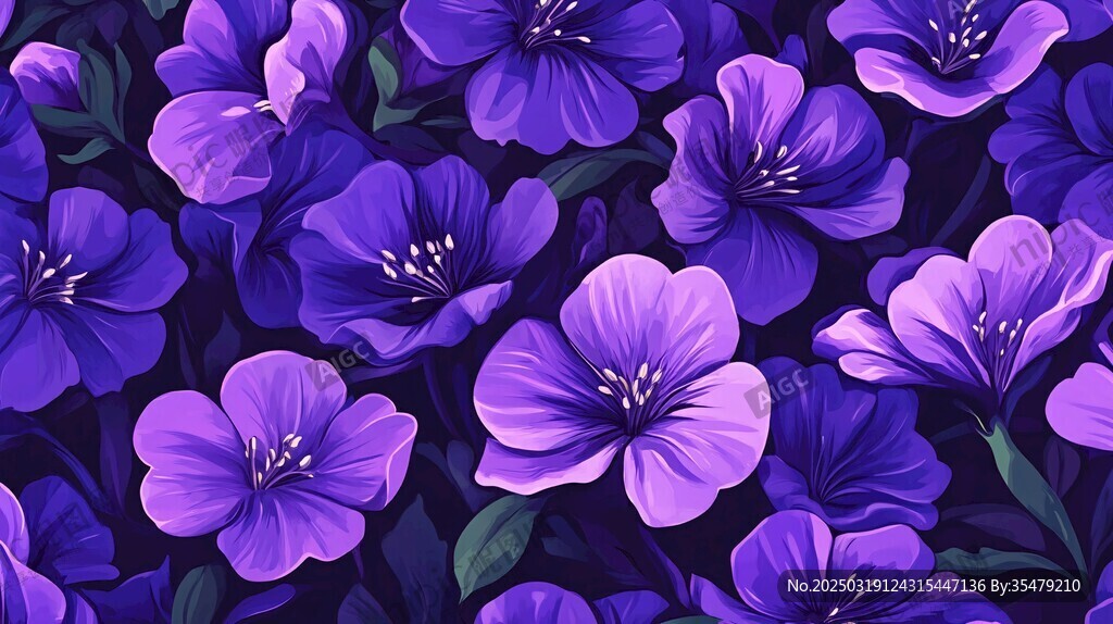 紫色花卉的数字绘画