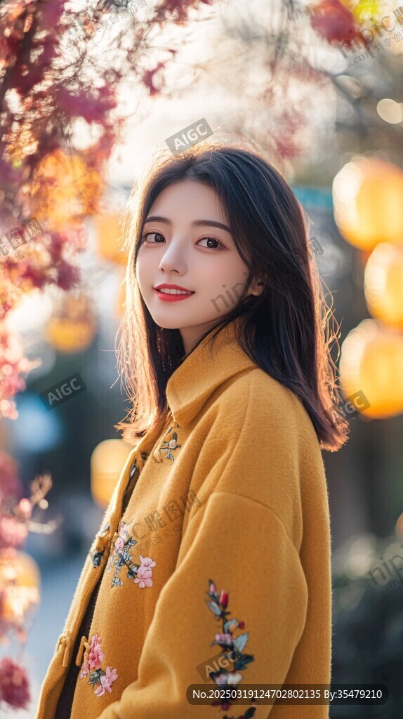 阳光下的微笑女子